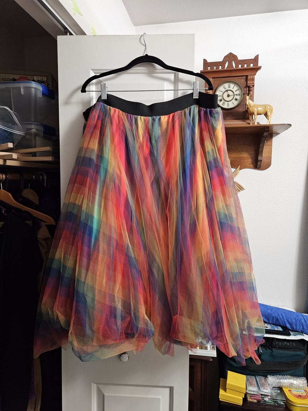 torrid Rainbow Tulle Midi Skirt with Black Waistband